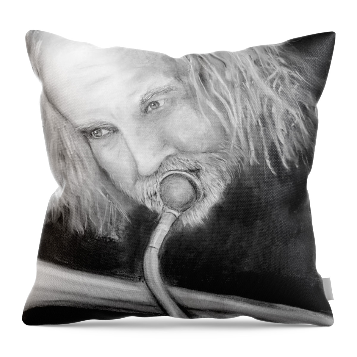 Music Throw Pillow featuring the drawing Musician by Loretta Luglio