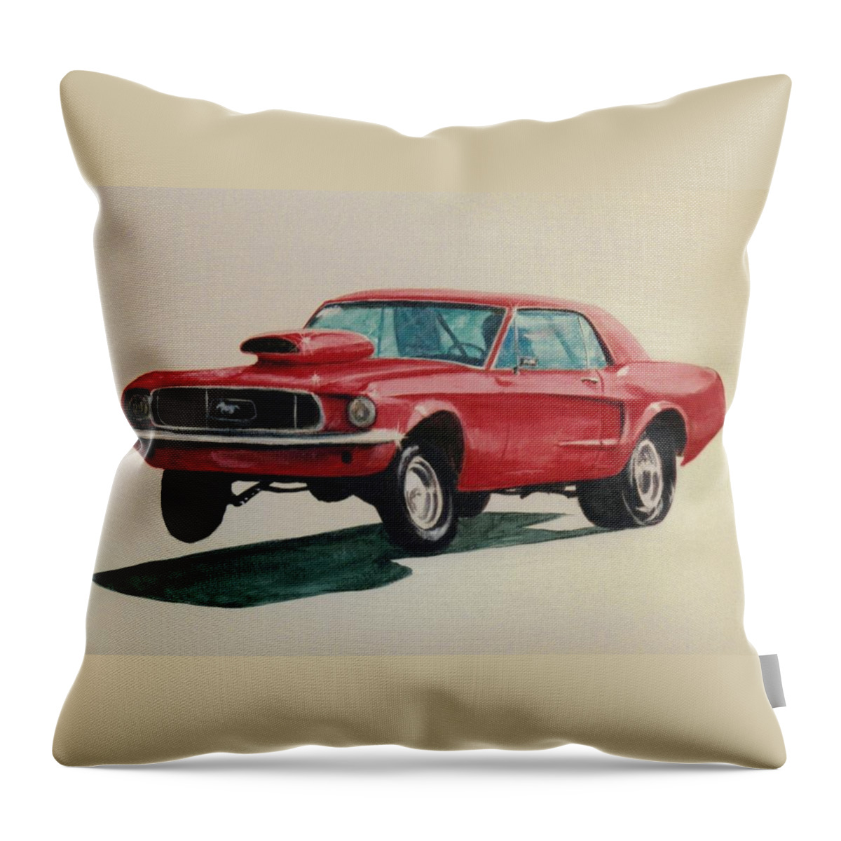 Mustang Throw Pillow featuring the painting Mustang launch by Stacy C Bottoms