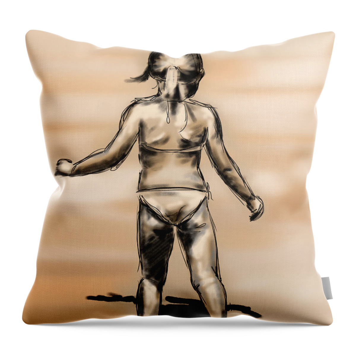 Digital Throw Pillow featuring the painting My baby by Veronica Minozzi