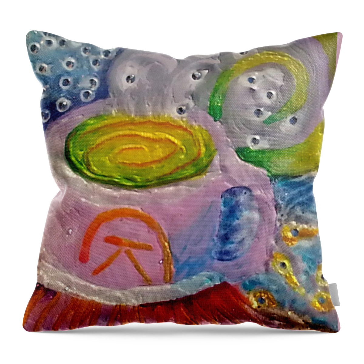 Tea Throw Pillow featuring the painting My Cup of Tea by Corey Habbas