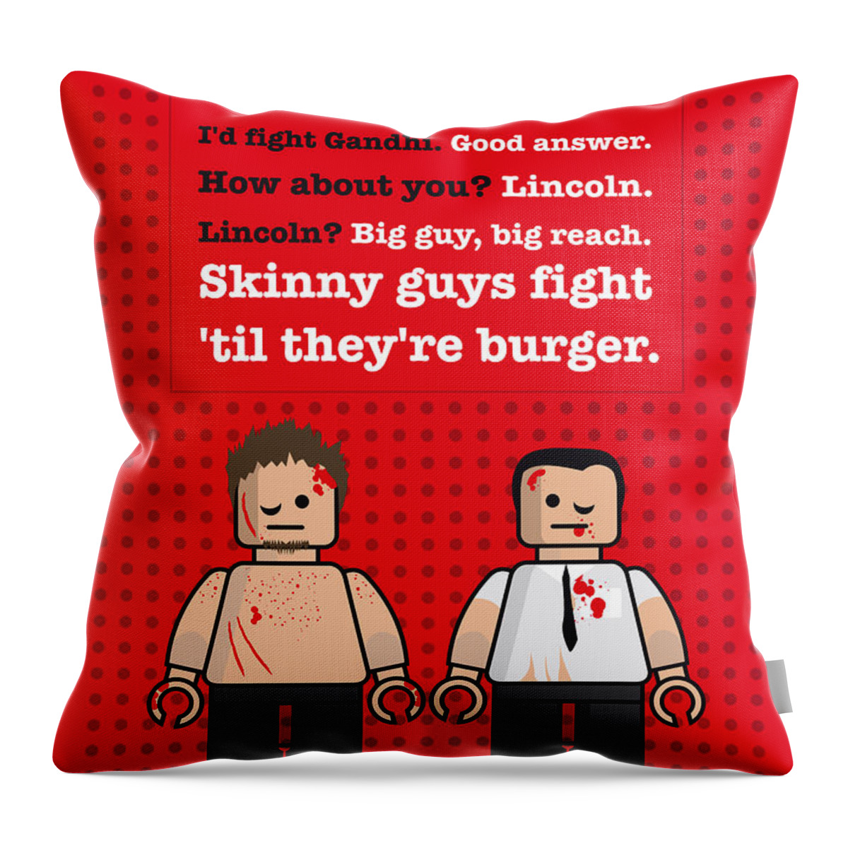 Fight Throw Pillow featuring the digital art My Fight club lego dialogue poster by Chungkong Art