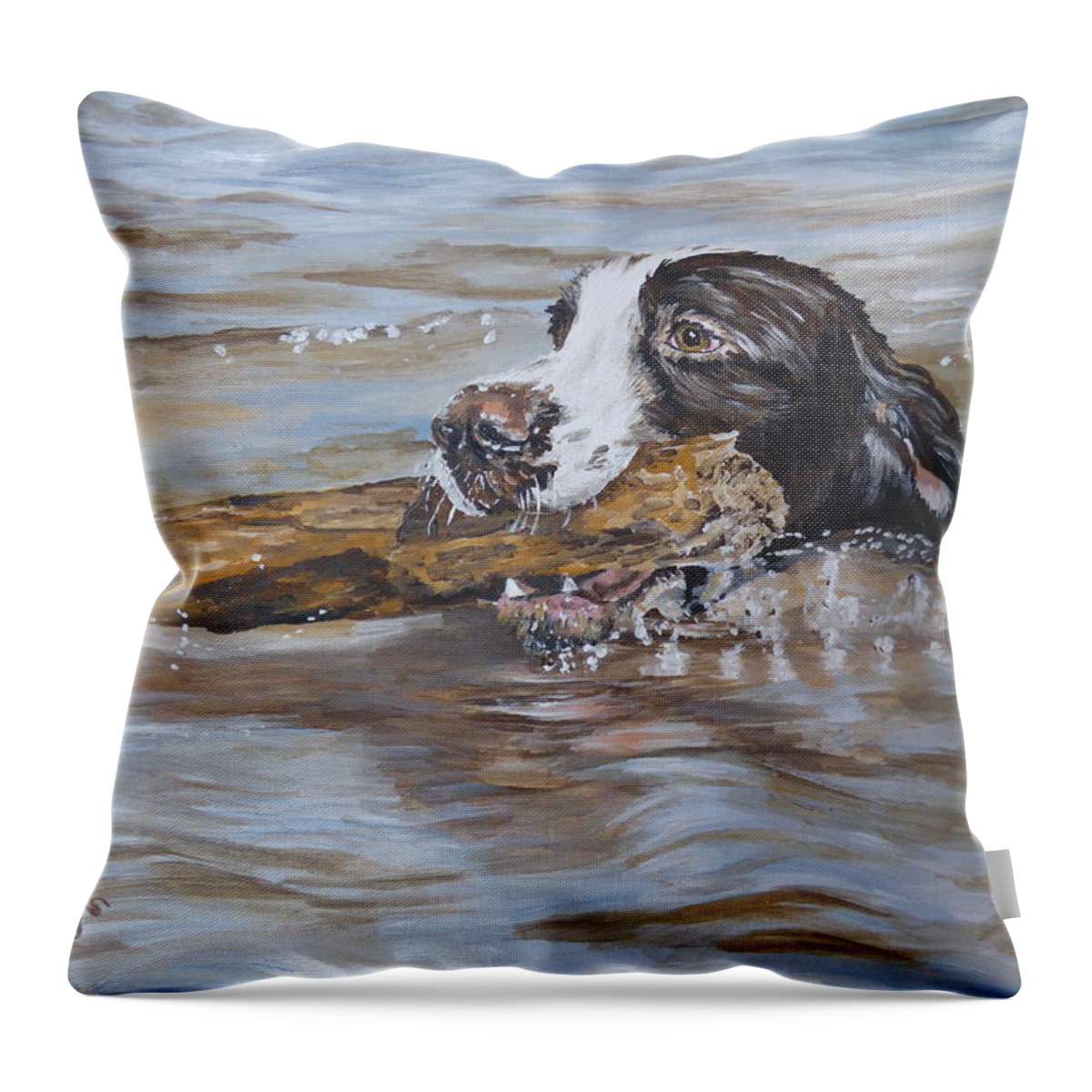 Dog Throw Pillow featuring the painting My Henry by Wendy Baughn