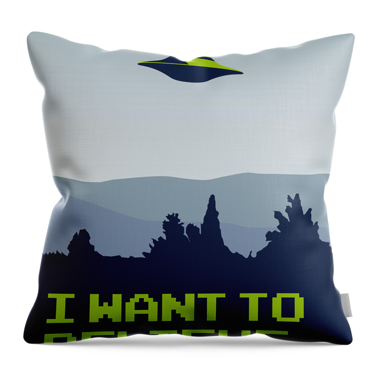 Classic Throw Pillow featuring the digital art My I want to believe minimal poster by Chungkong Art