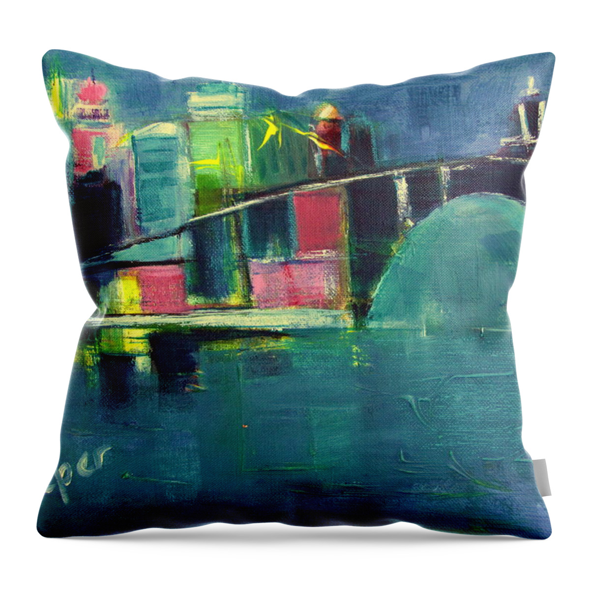 Abstract Of Cityscape Throw Pillow featuring the painting My Kind of City by Betty Pieper