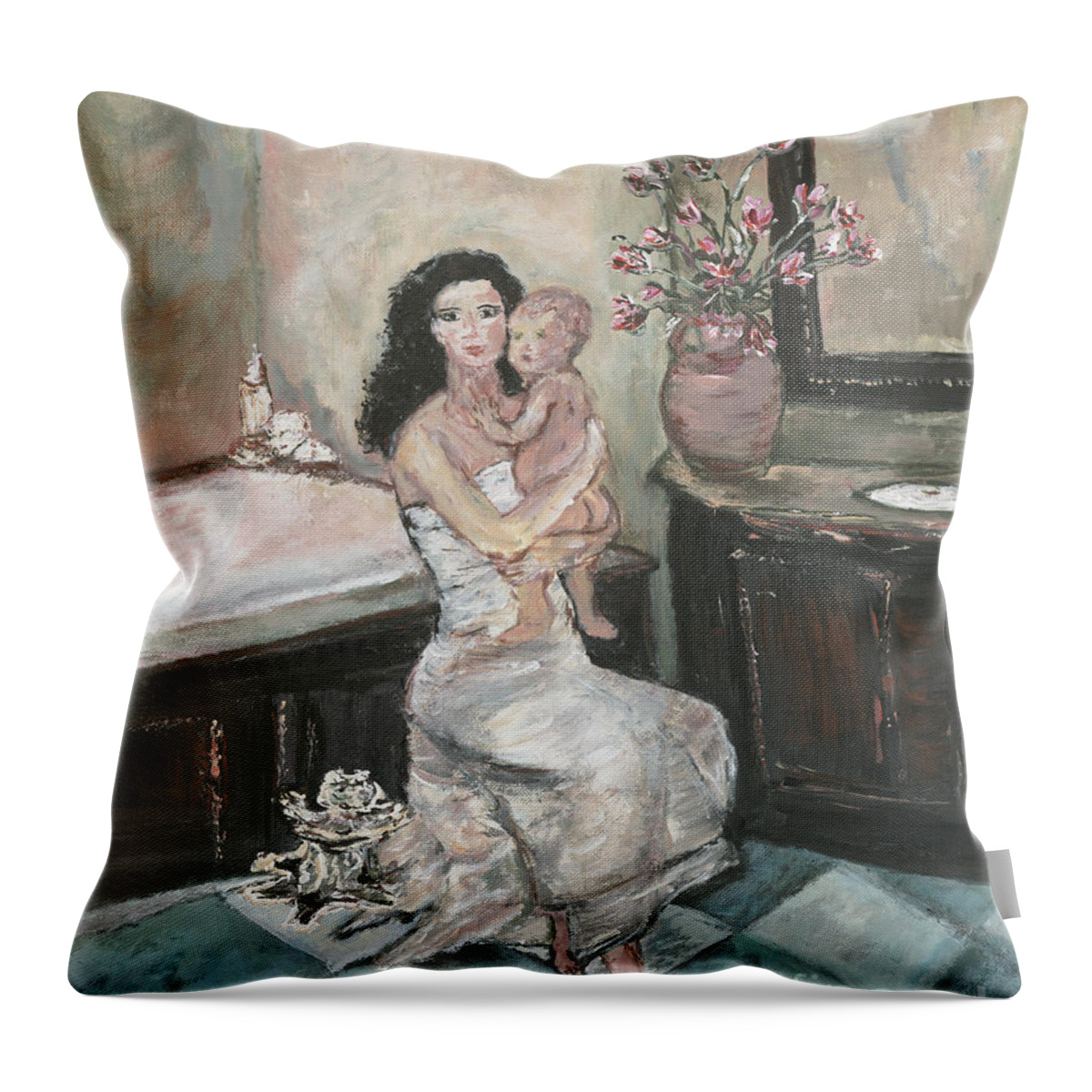 Art Collectors Throw Pillow featuring the painting My Little Soul by Helena Bebirian