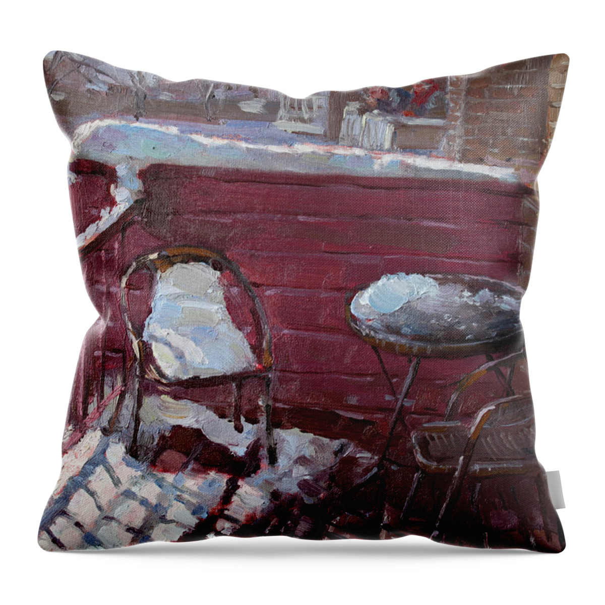 My Neighbors Throw Pillow featuring the painting The Neighbors by Ylli Haruni