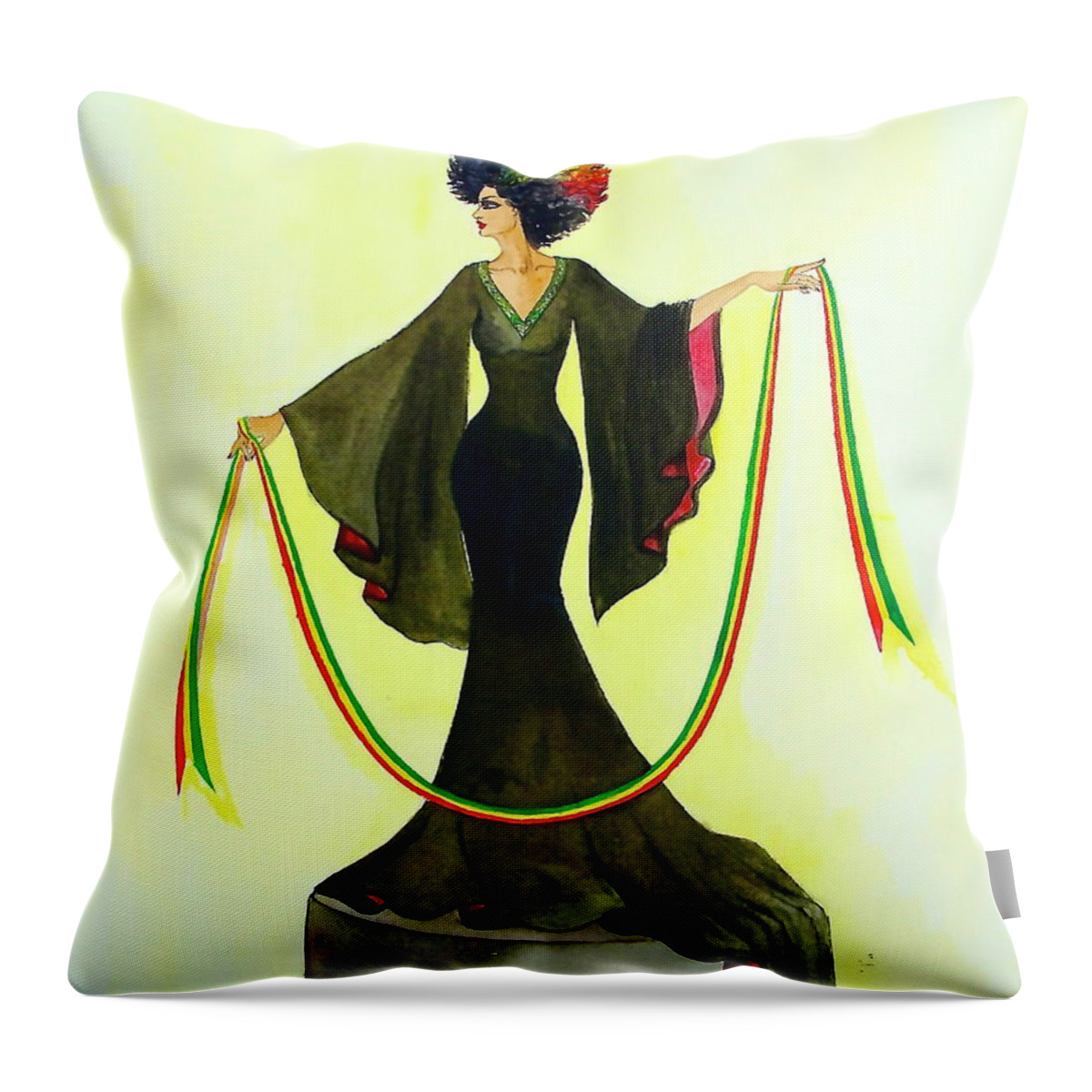 African Paintings Throw Pillow featuring the painting My Stance by Mahlet