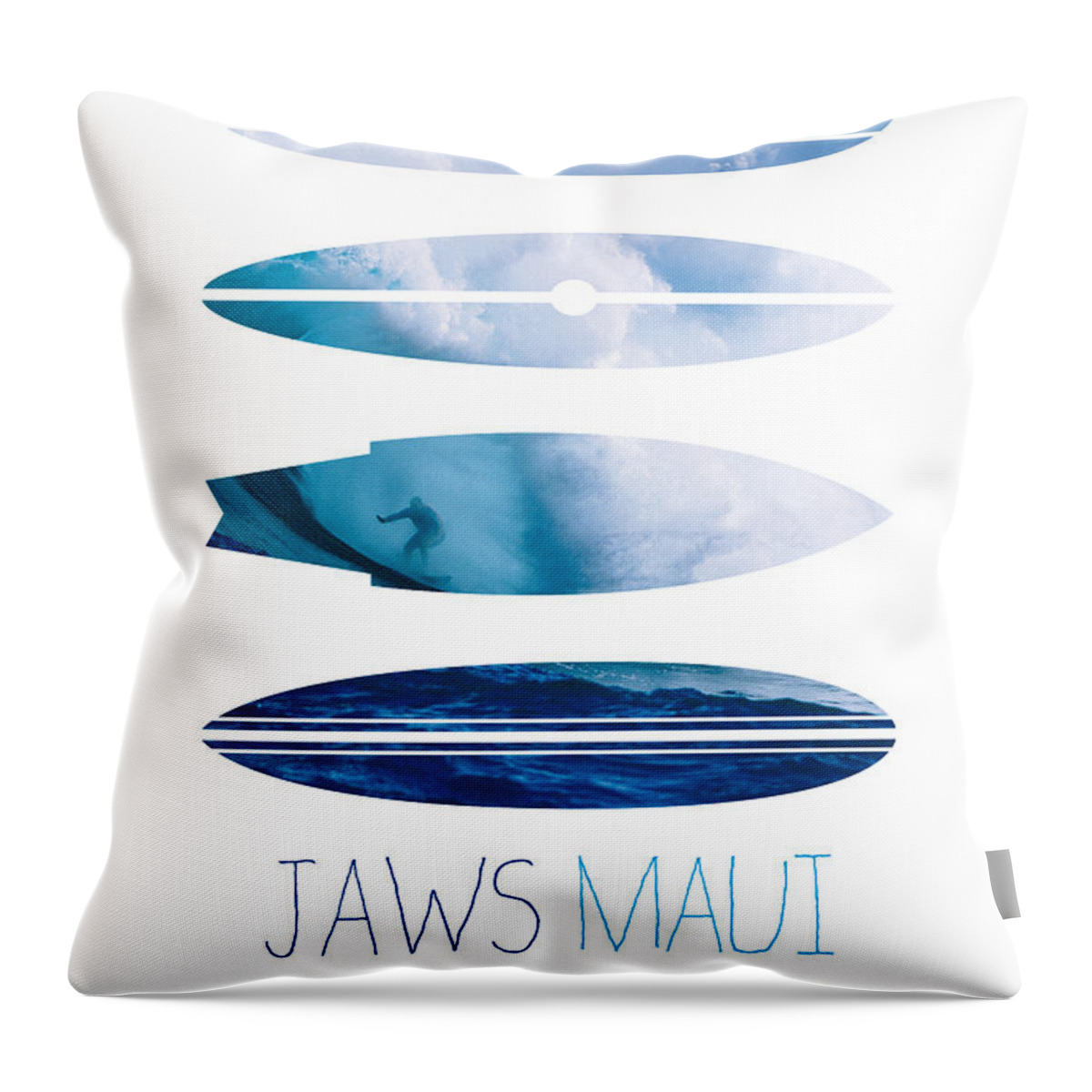 Minimal Throw Pillow featuring the digital art My Surfspots poster-1-Jaws-Maui by Chungkong Art