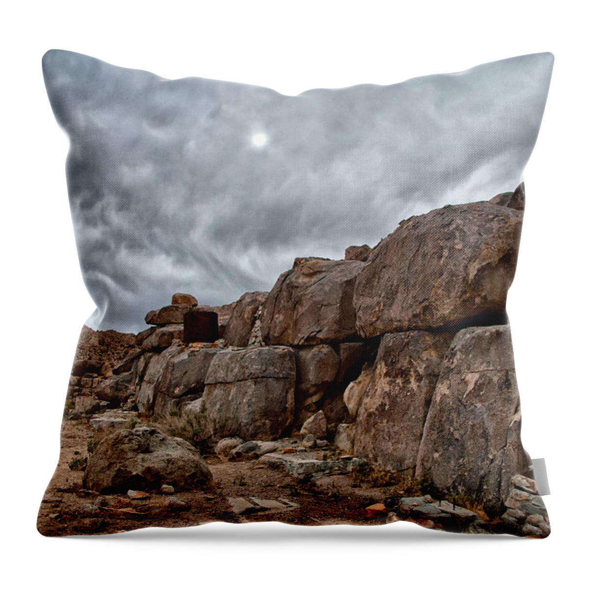 Rocks Throw Pillow featuring the photograph Mysterious Place by Cat Connor