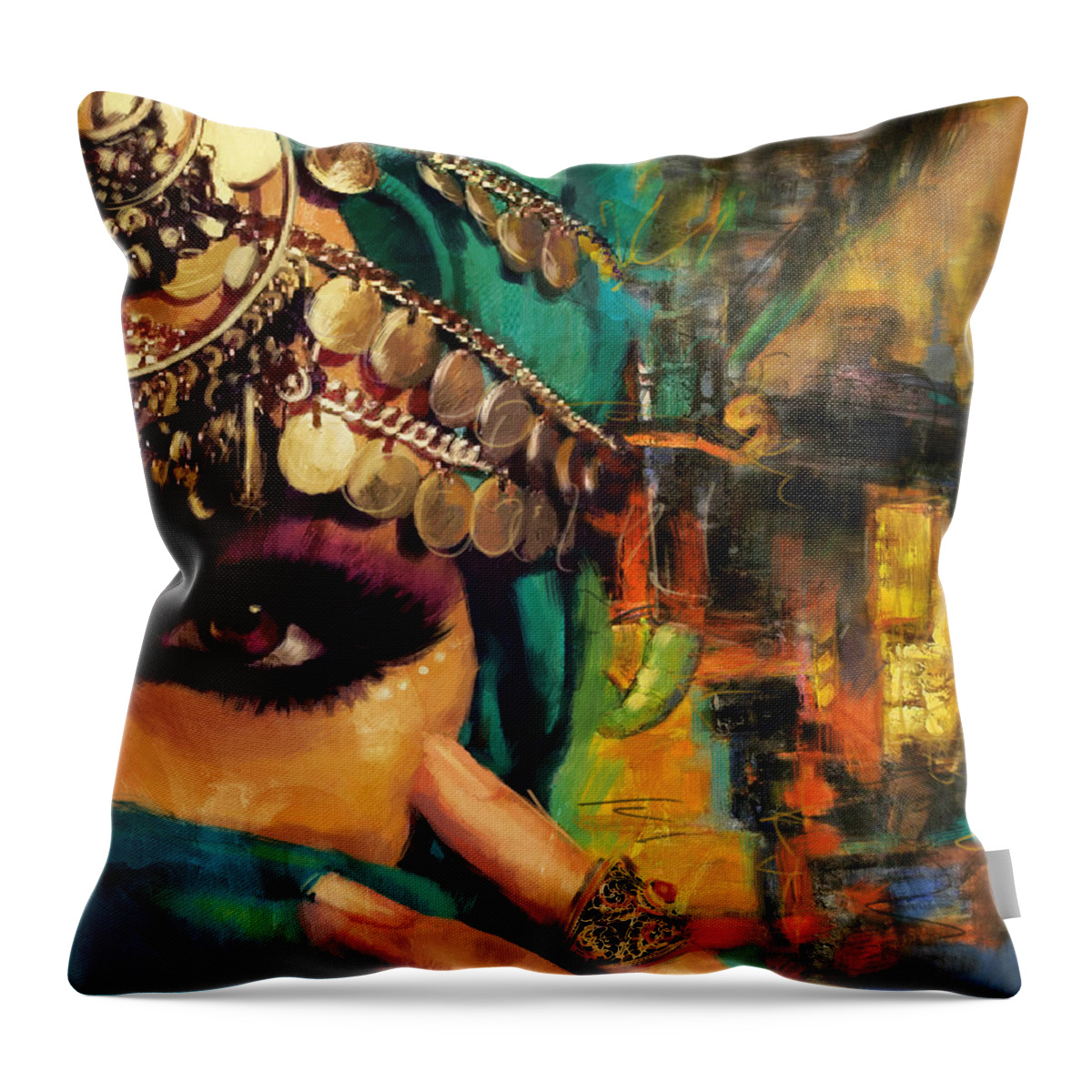 Female Throw Pillow featuring the painting Mystery by Corporate Art Task Force