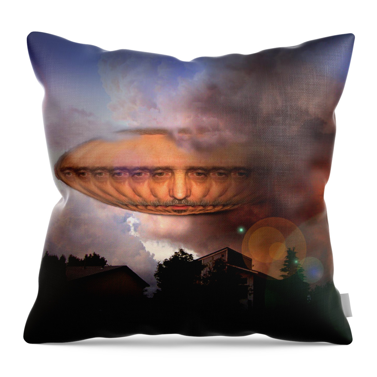 Surrealism Throw Pillow featuring the digital art Mystic UFO by Otto Rapp