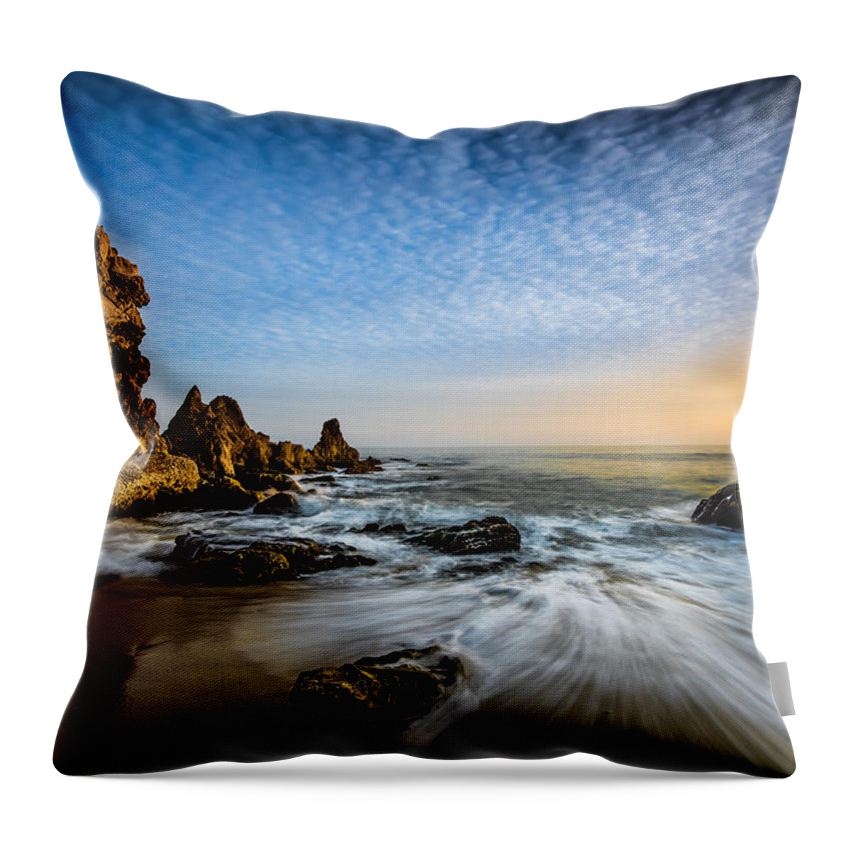 California; Long Exposure; Ocean; Reflection Throw Pillow featuring the photograph Mystical Sunset 3 by Larry Marshall