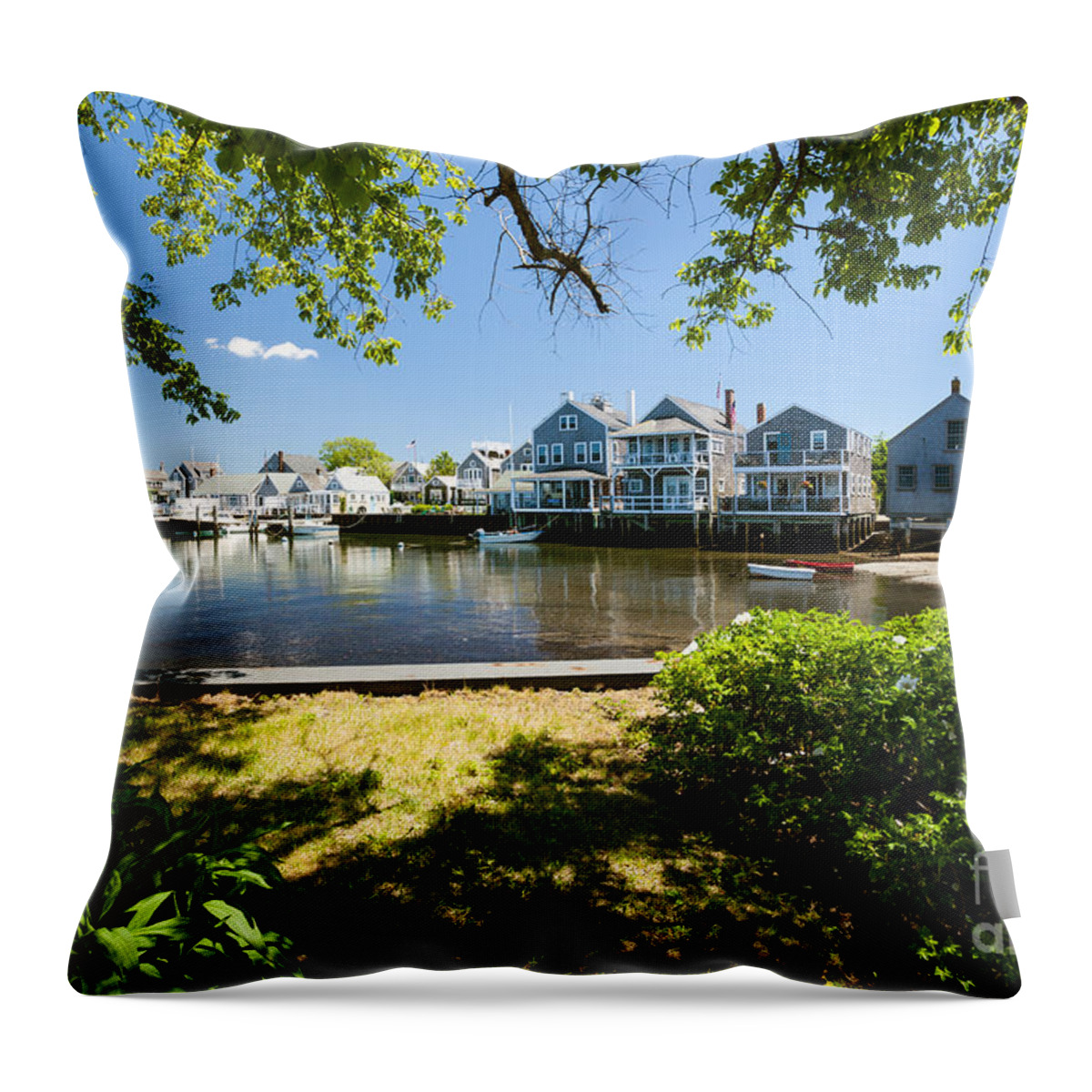 Nantucket Homes By The Sea Throw Pillow featuring the photograph Nantucket Homes By the Sea by Michelle Constantine