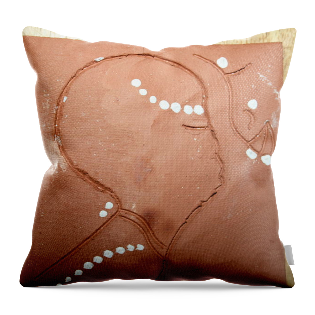 Jesus Throw Pillow featuring the ceramic art Naomi - tile by Gloria Ssali