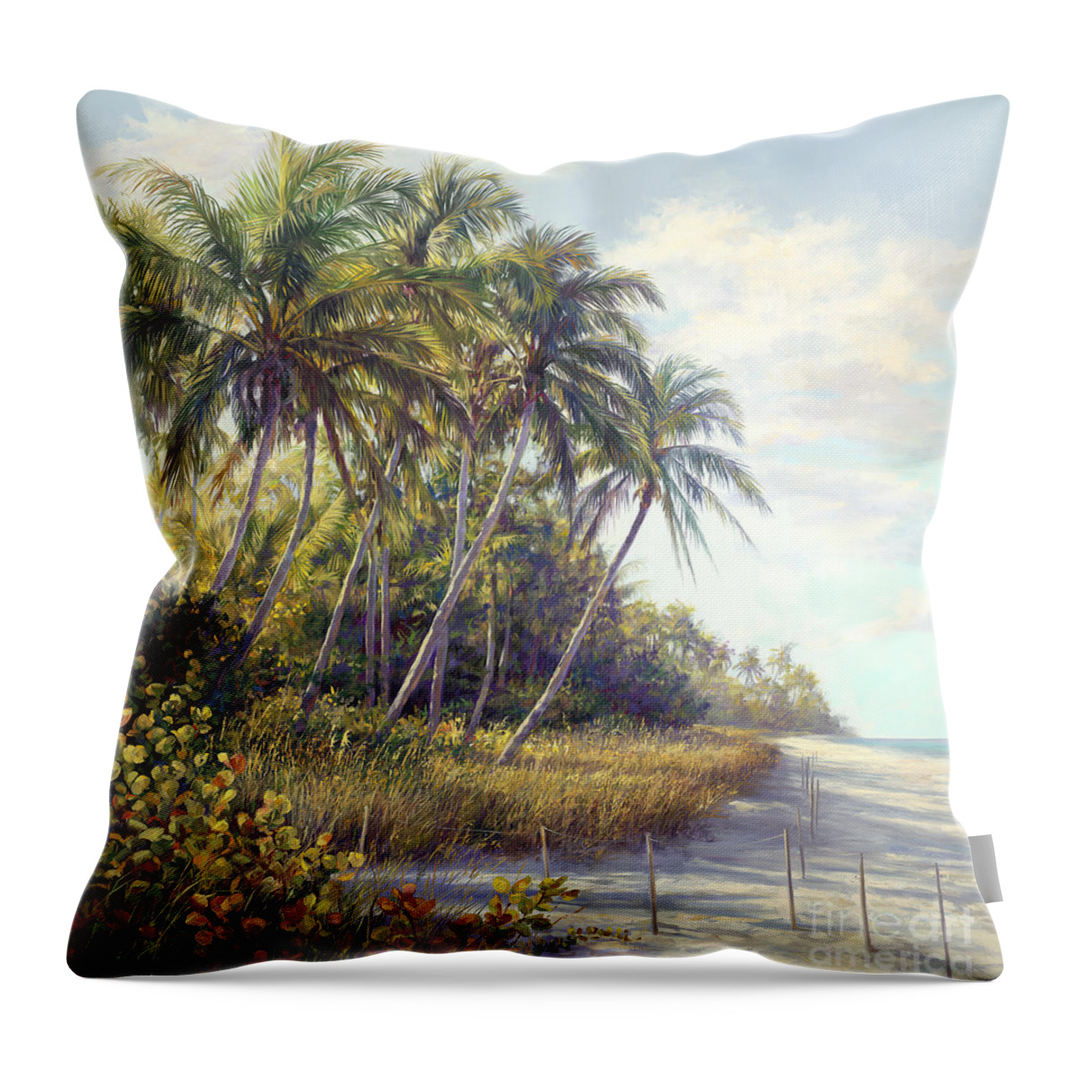 Beach Landscapes Throw Pillow featuring the painting Naples Beach Access by Laurie Snow Hein