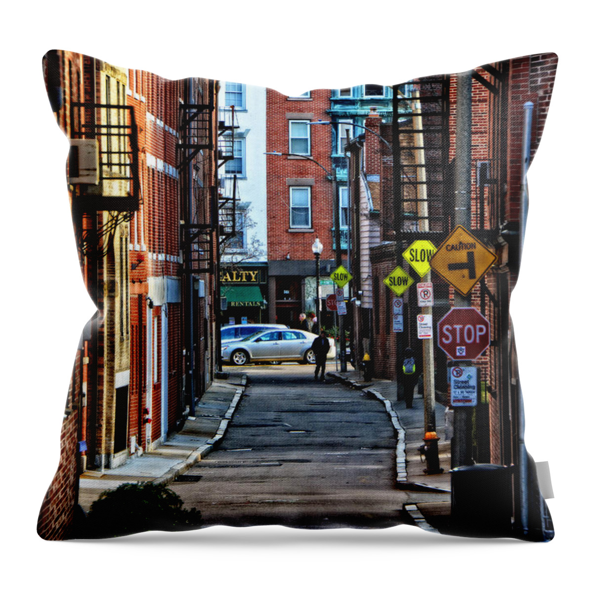Street Throw Pillow featuring the photograph Narrow North End Street by Mike Martin