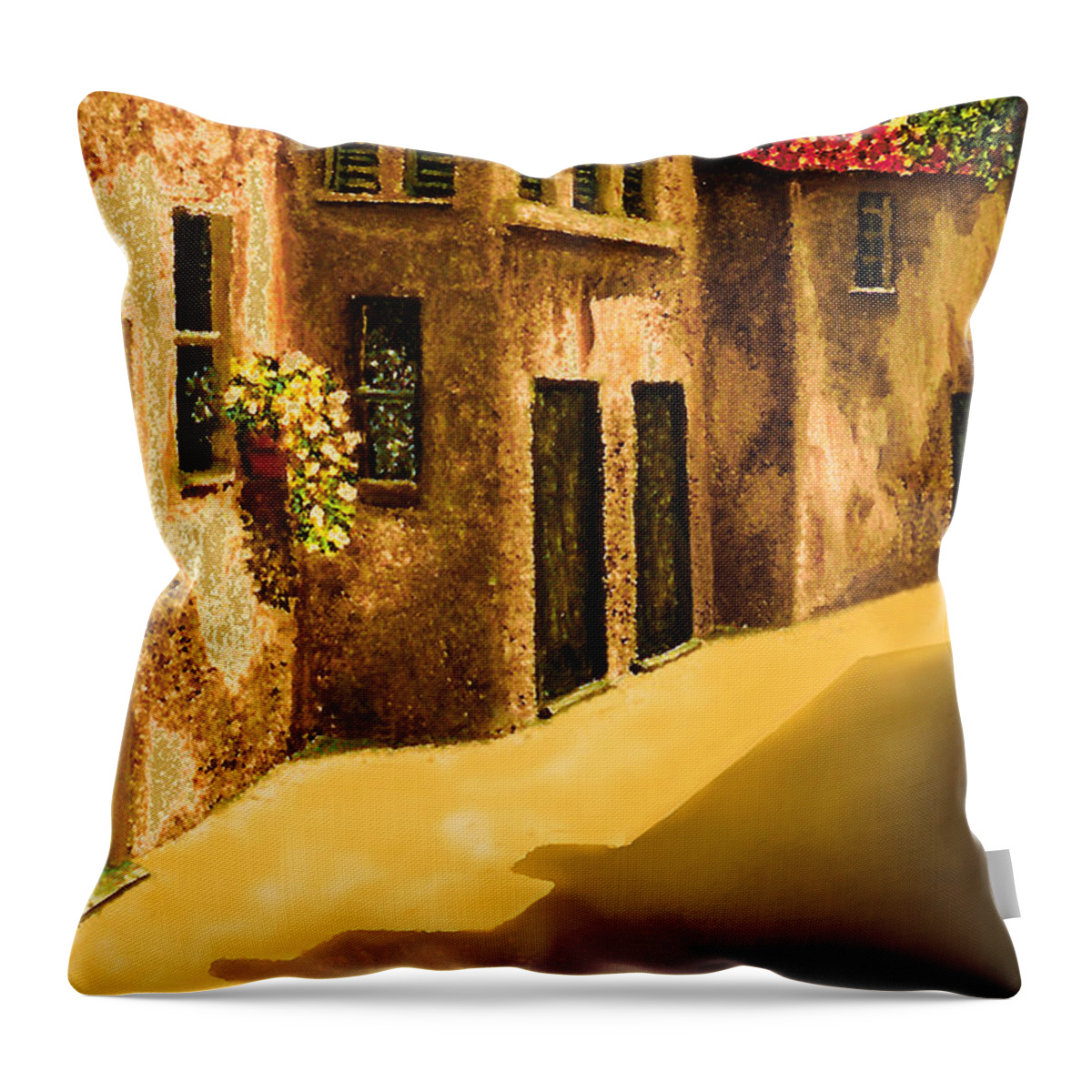 Oil Painting Throw Pillow featuring the painting Narrow Street by CHAZ Daugherty