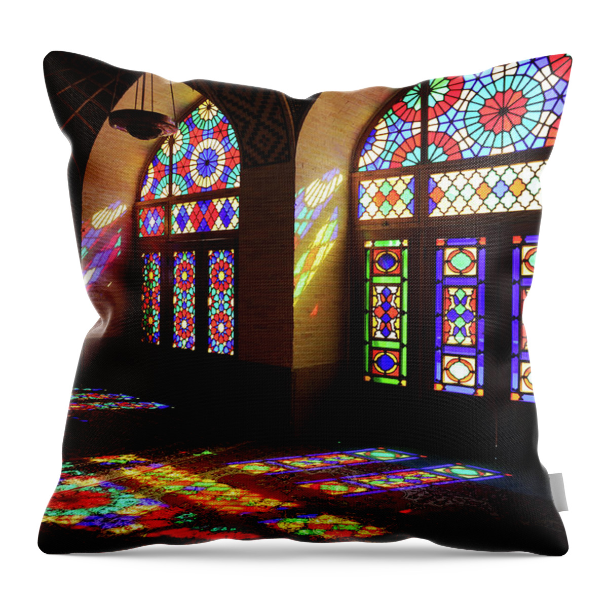 Architectural Feature Throw Pillow featuring the photograph Nasir Al-mulk Mosque by Kickimages