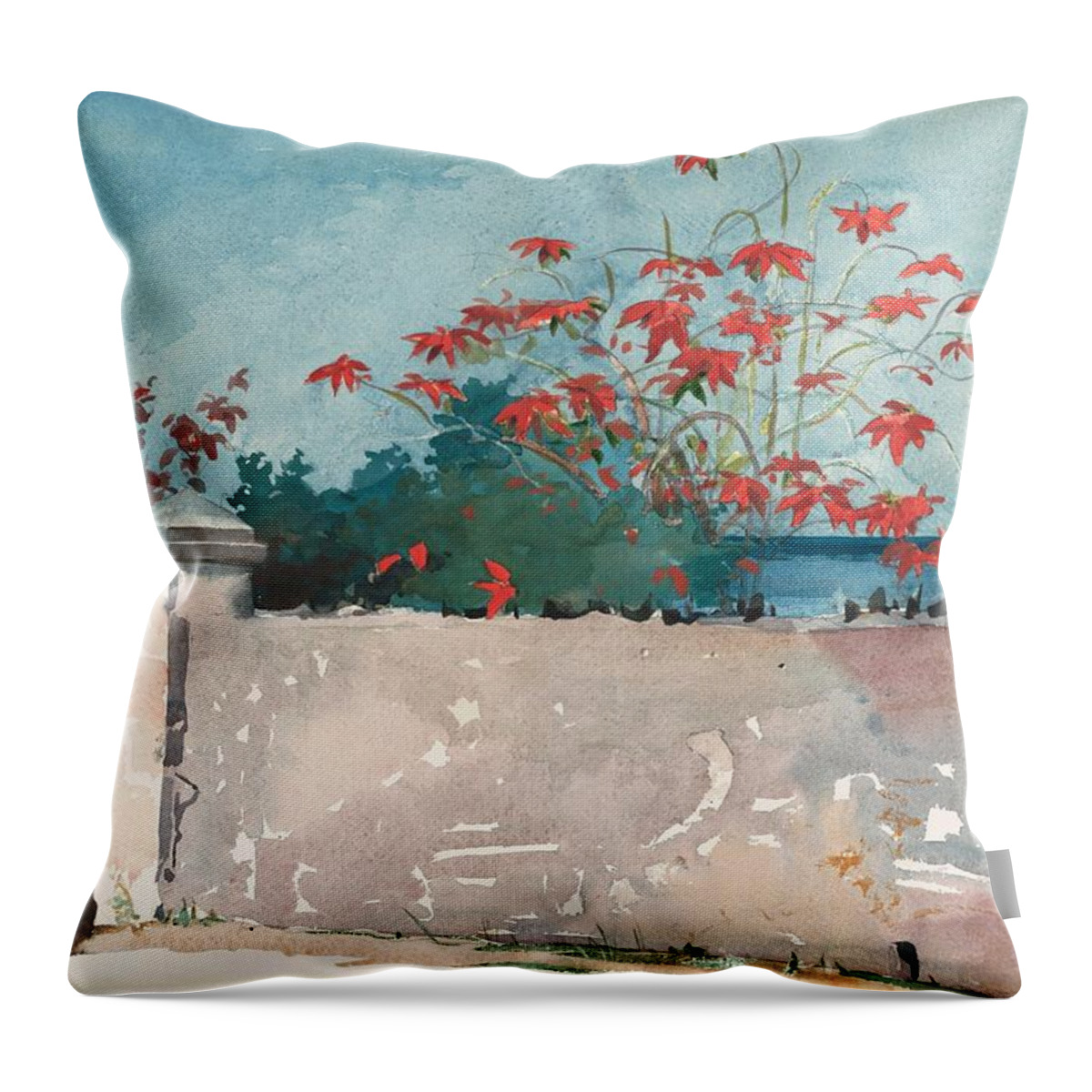 Winslow Homer Throw Pillow featuring the painting Nassau Bahamas by Celestial Images