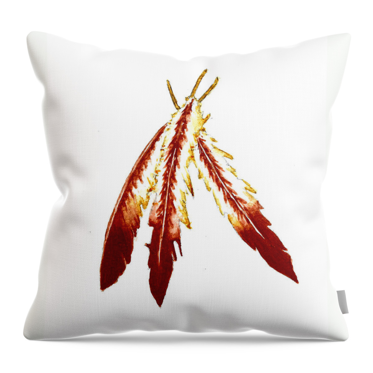 Ative American Throw Pillow featuring the painting Native American Feathers by Michael Vigliotti