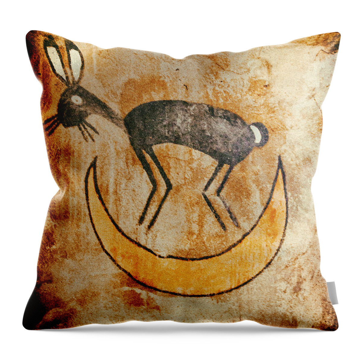 Indian Throw Pillow featuring the photograph Native American Rabbit Pictograph by Jo Ann Tomaselli