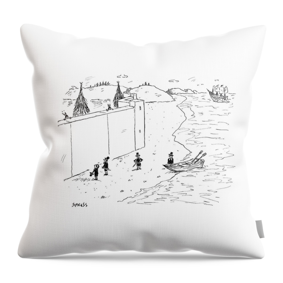 Native Americans Behind Wall Throw Pillow
