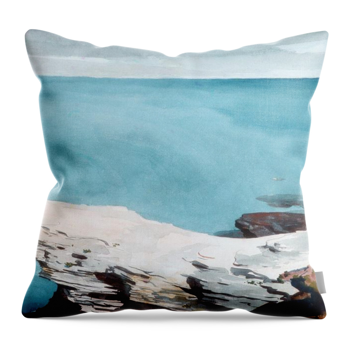 Winslow Homer Throw Pillow featuring the painting Natural Bridge Bermuda by Celestial Images