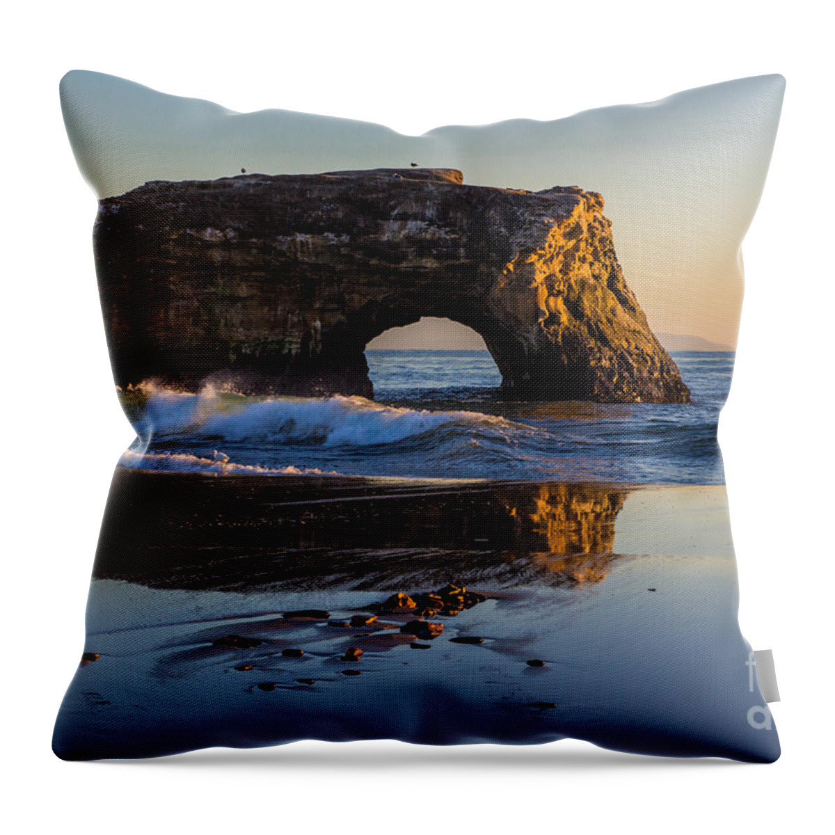 Natural Bridges State Beach Throw Pillow featuring the photograph Natural Bridge by Suzanne Luft