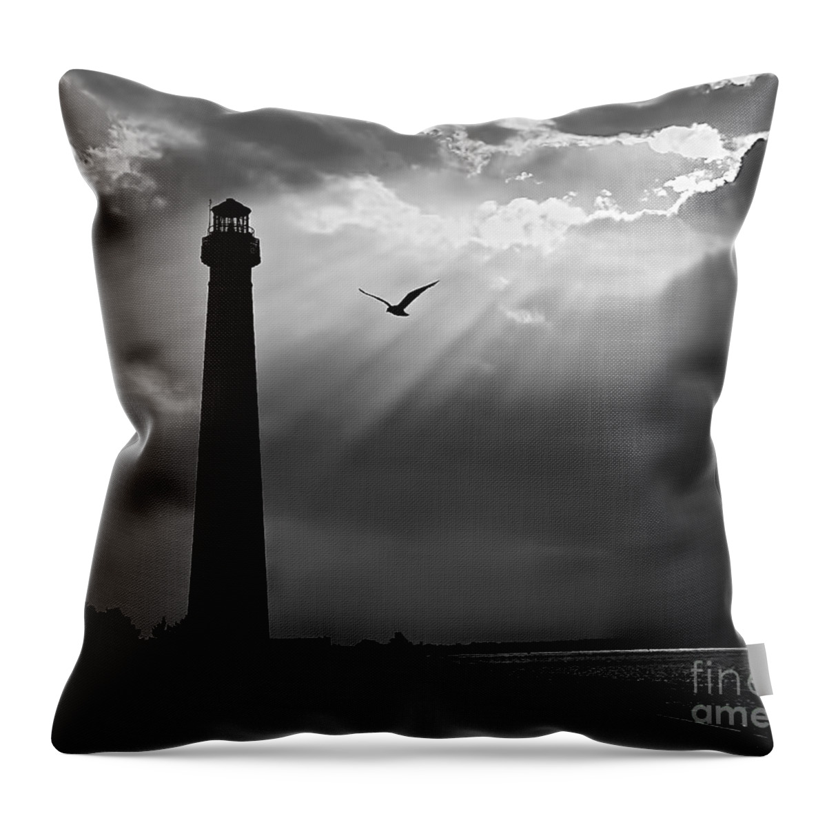 Lbi Throw Pillow featuring the photograph Nature Shines Brighter in black and white by Mark Miller
