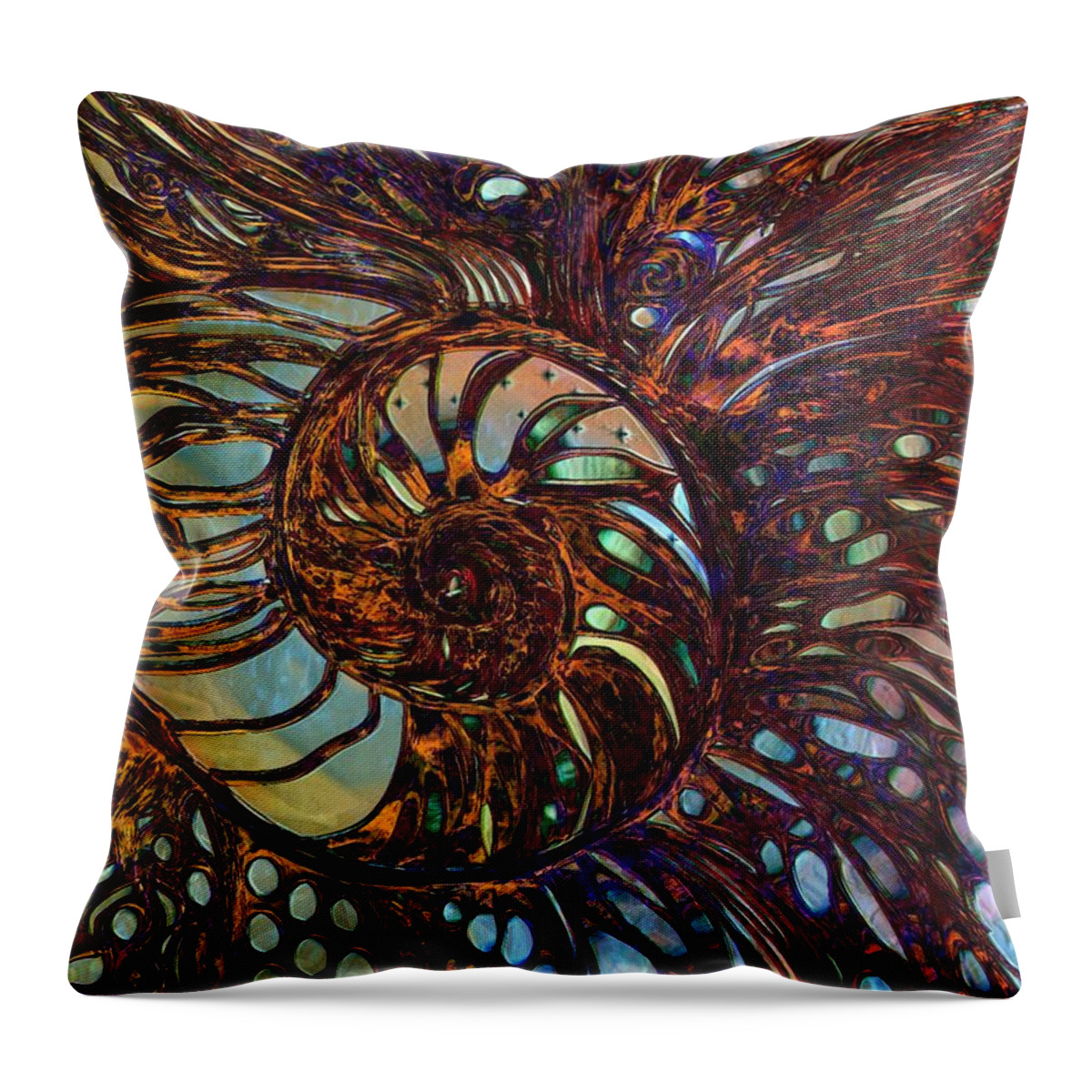 Shell Throw Pillow featuring the digital art Nautilus by Mary Eichert