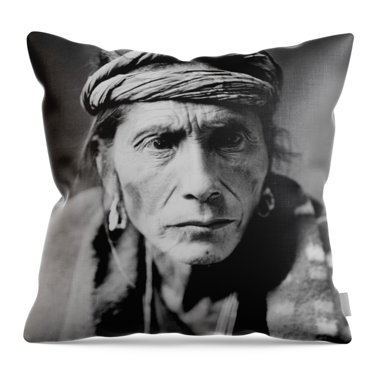 1905 Throw Pillow featuring the photograph Navajo man circa 1905 by Aged Pixel