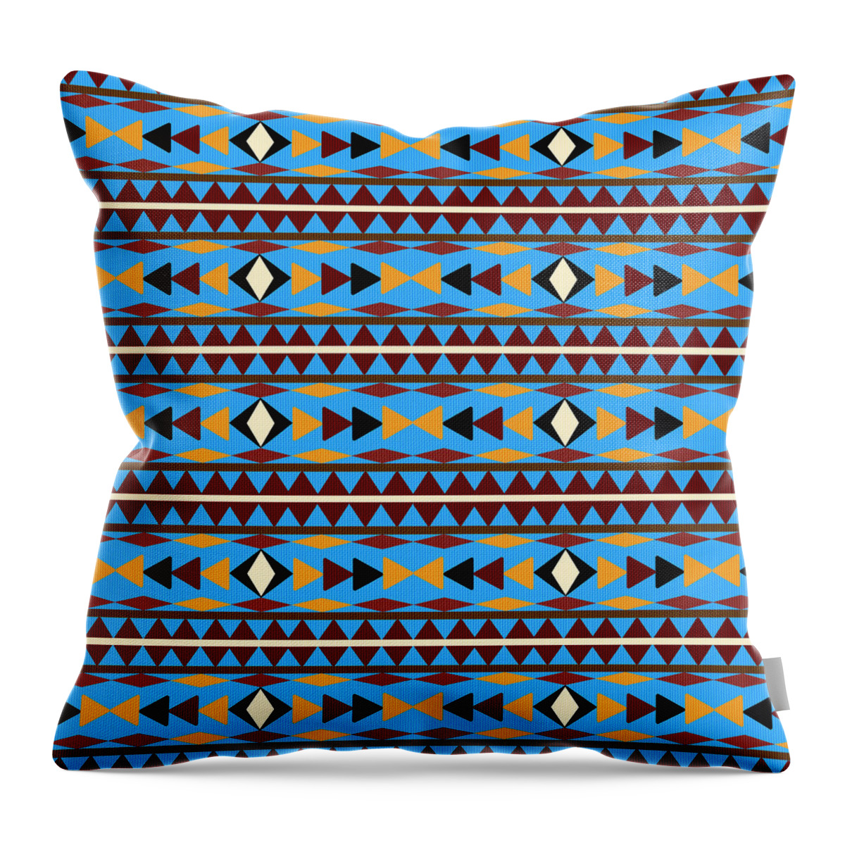 Navajo Throw Pillow featuring the mixed media Navajo Blue Pattern by Christina Rollo