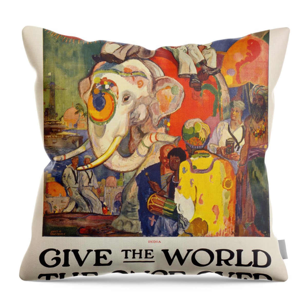 1919 Throw Pillow featuring the painting Navy Poster, 1919 by Granger