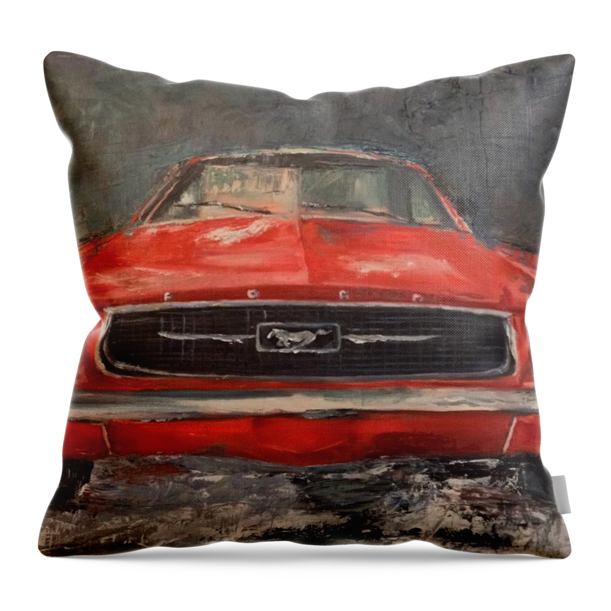 Ford Mustang Throw Pillow featuring the painting Need for Speed by Lindsay Frost