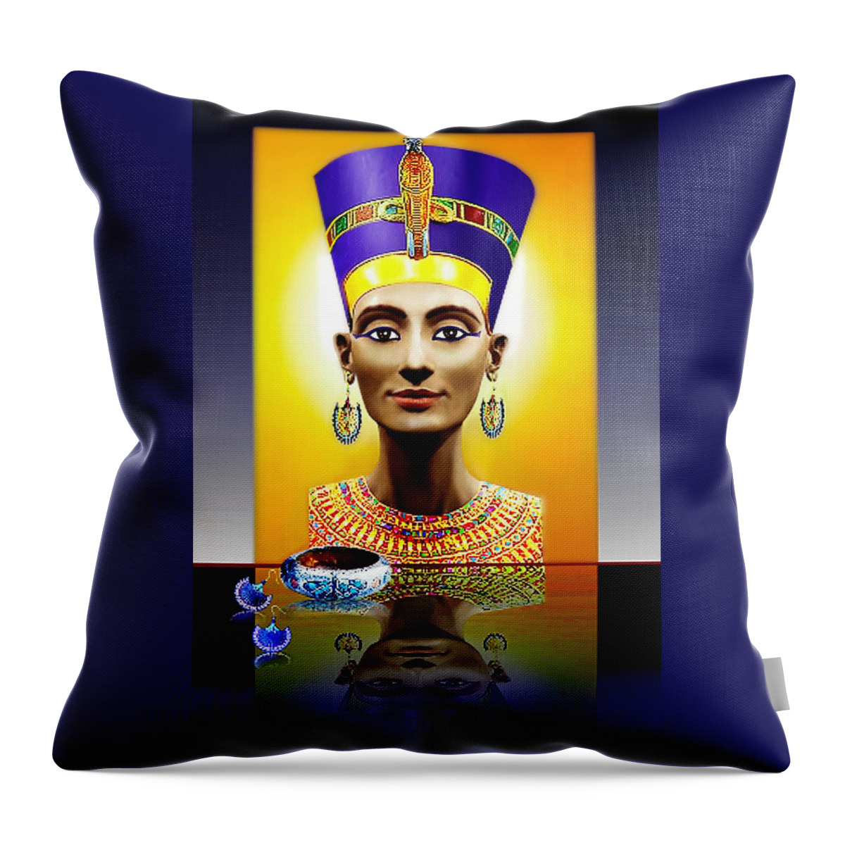 Nefertiti Throw Pillow featuring the digital art Nefertiti The Beautiful by Hartmut Jager