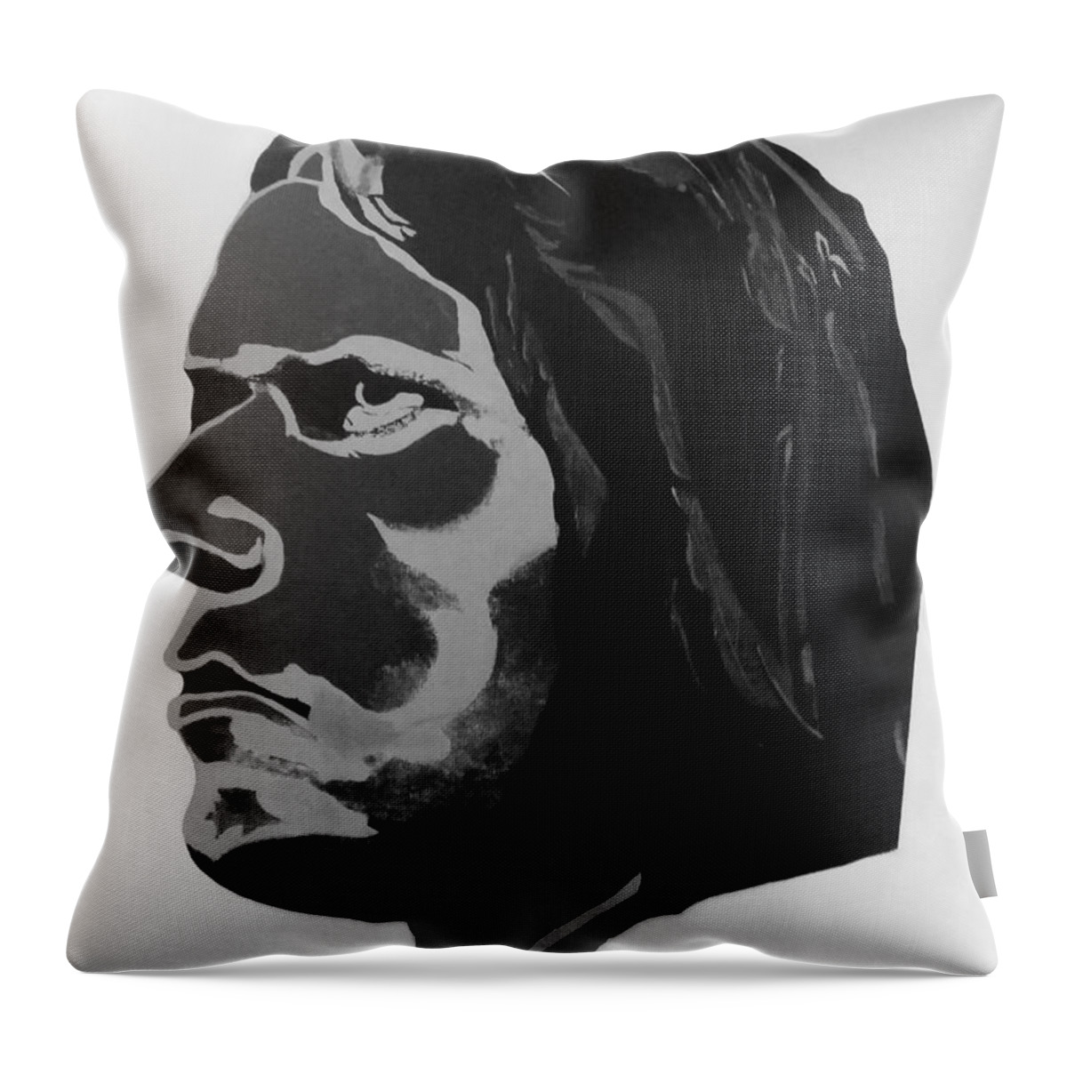 Neil Young Throw Pillow featuring the painting NEIL YOUNG After The Gold Rush by Edward Pebworth