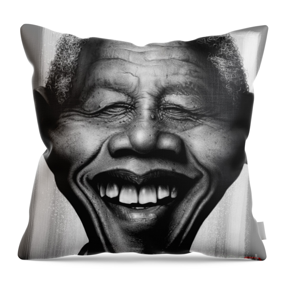 Nelson Mandela Throw Pillow featuring the digital art Nelson Mandela by Andre Koekemoer