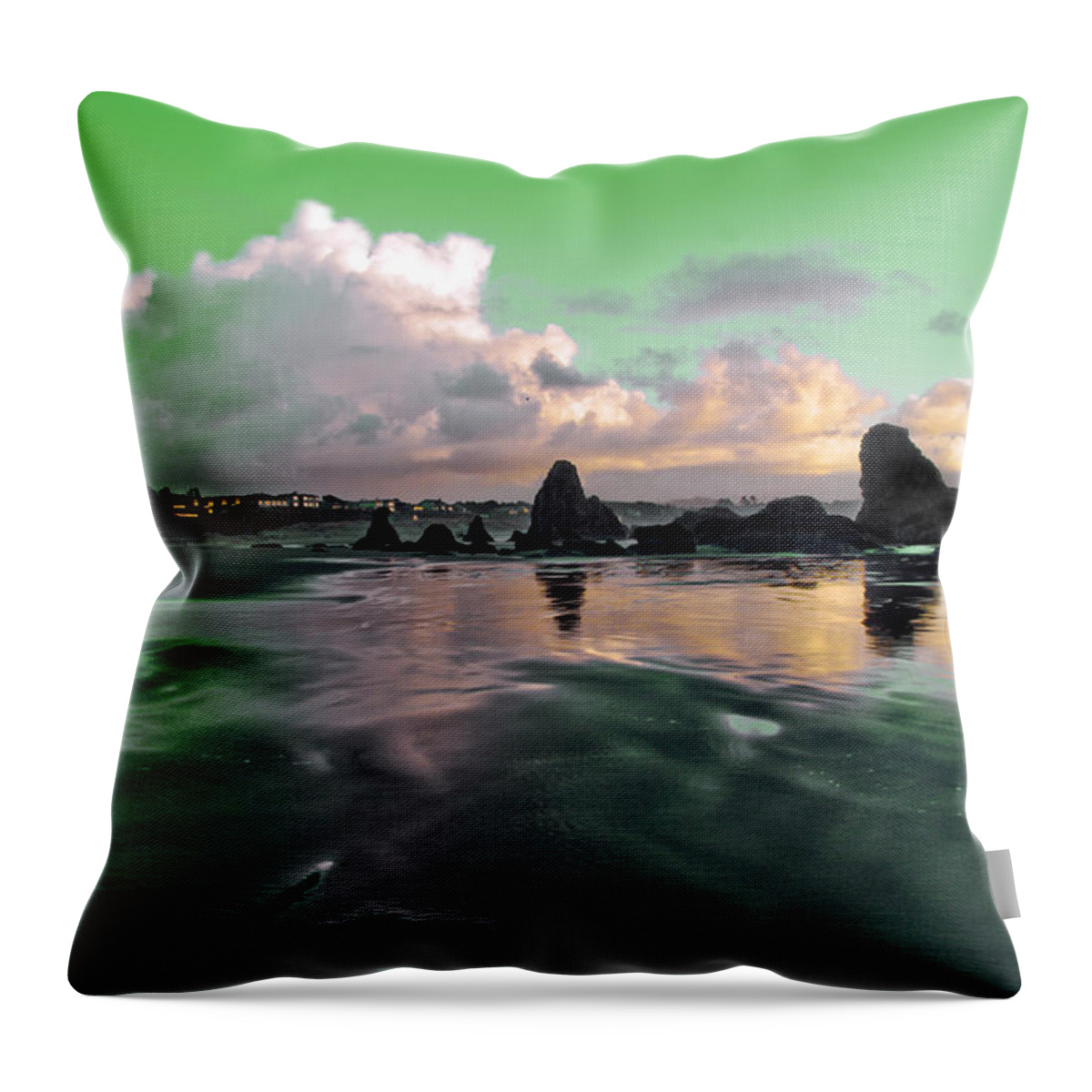Beach Throw Pillow featuring the photograph Neon Beach by Adria Trail