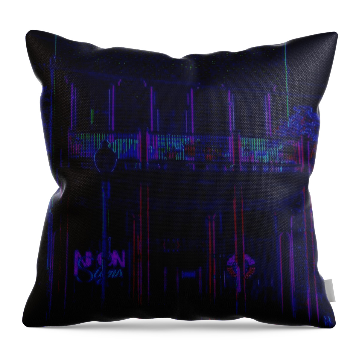  Throw Pillow featuring the photograph Neon Shop in Neon by Kelly Awad