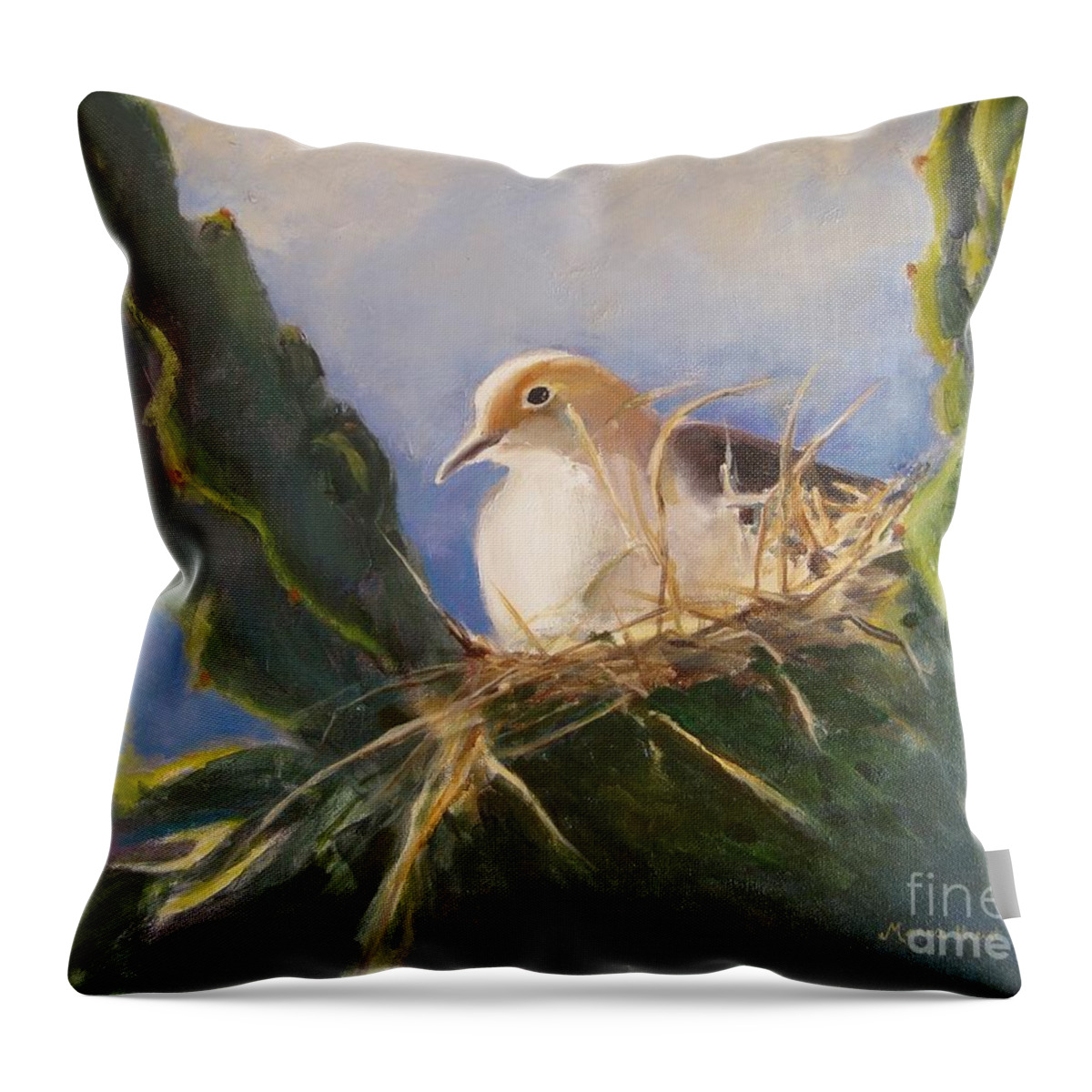 Dove Throw Pillow featuring the painting Home is Where the Heart Is by Maria Hunt