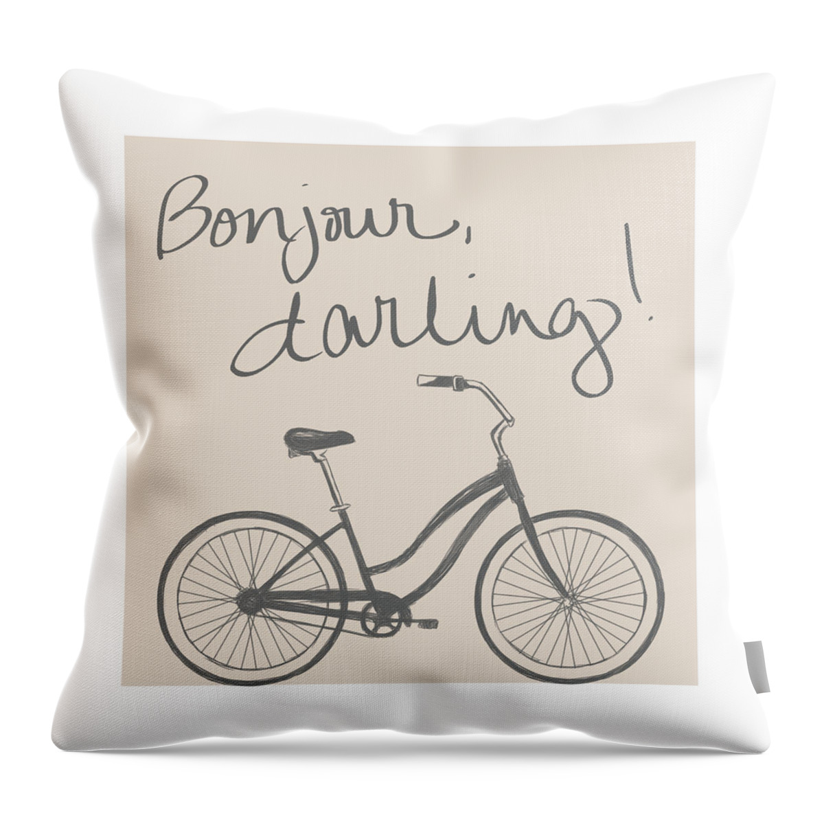 Neutral Throw Pillow featuring the mixed media Neutral Glam Bike by South Social Studio