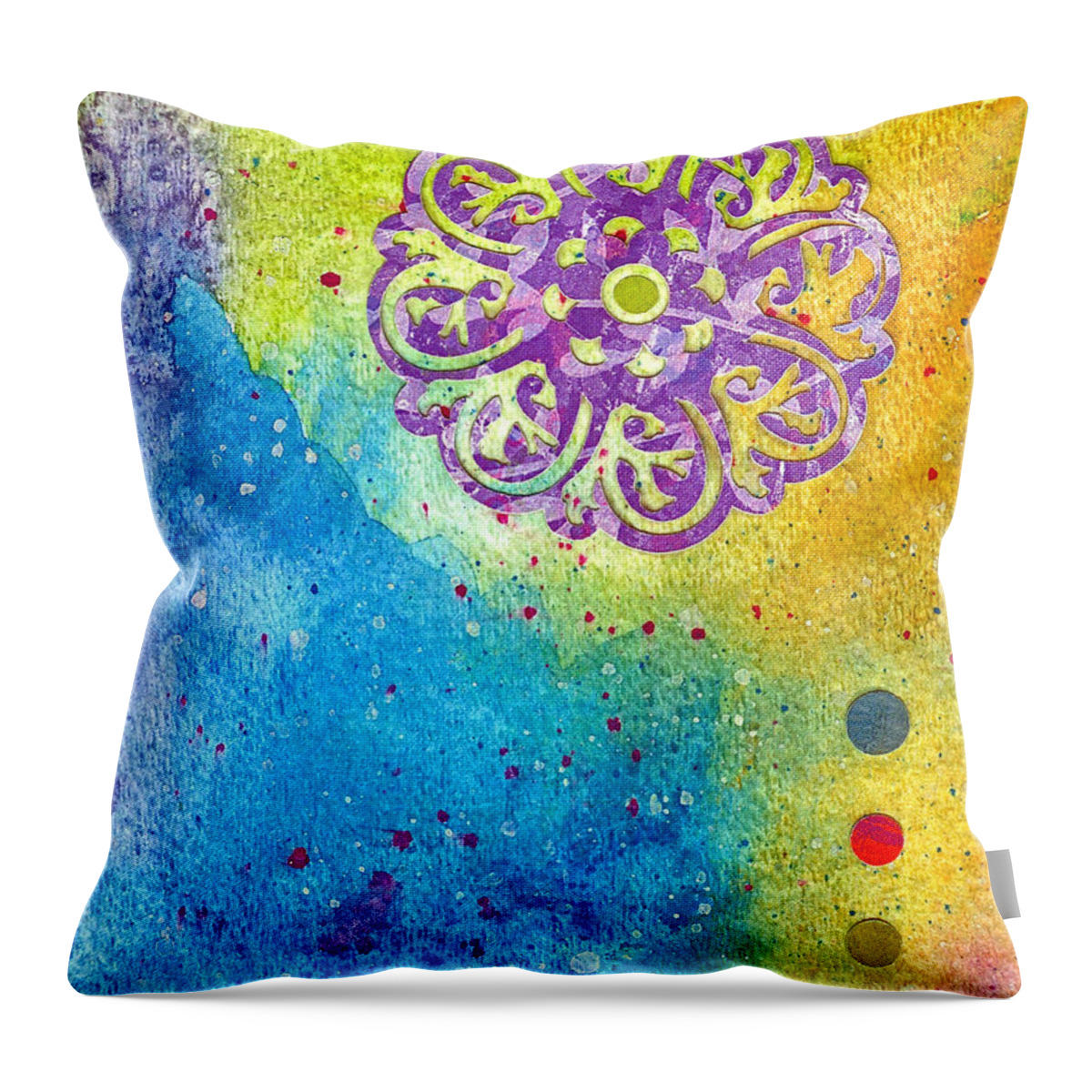 Mixed Media Throw Pillow featuring the painting New Age #7 by Desiree Paquette