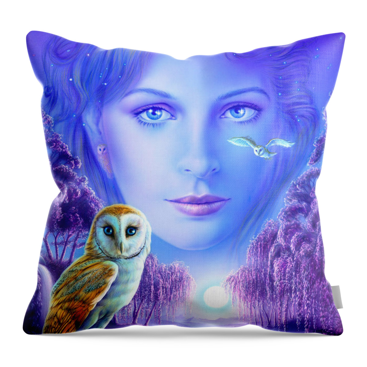 Animal Throw Pillow featuring the photograph New Age Owl Girl by MGL Meiklejohn Graphics Licensing