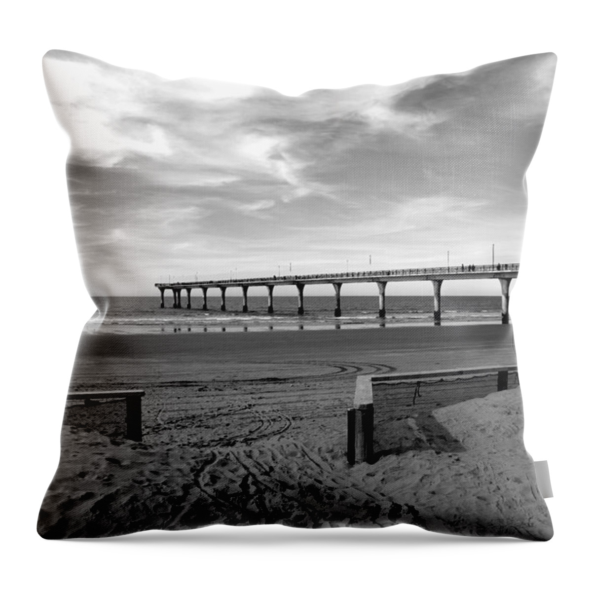Seascape Throw Pillow featuring the photograph New Brighton Beach by Roseanne Jones