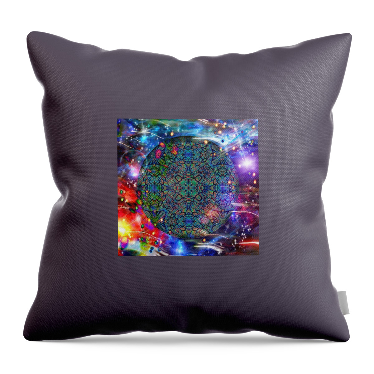 Digital Art Throw Pillow featuring the digital art New Earth Rising by Karen Buford