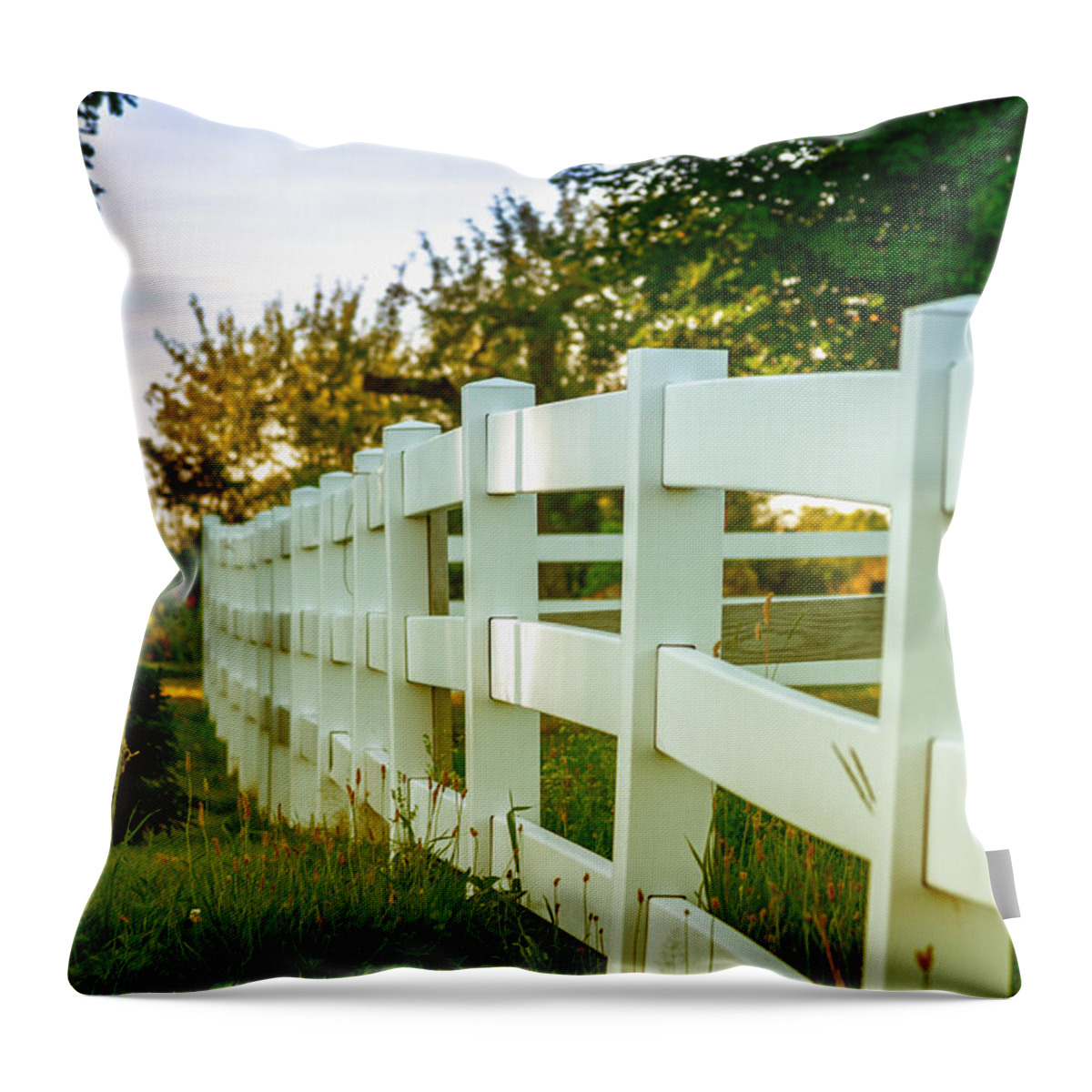 Fence Throw Pillow featuring the photograph New England Fenceline by Brian Caldwell