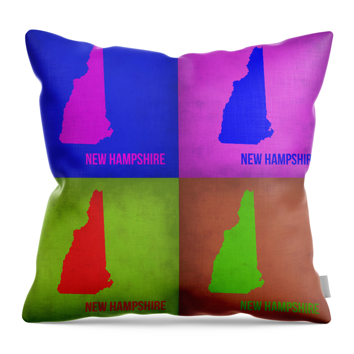 New Hampshire Map Throw Pillow featuring the painting New Hampshire Pop Art Map 1 by Naxart Studio