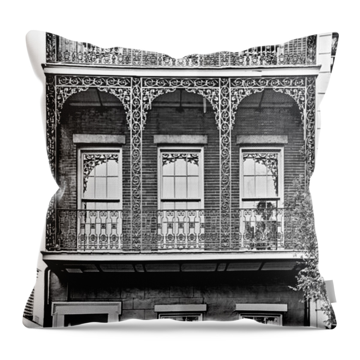 Iconic Throw Pillow featuring the photograph New Orleans - City of Iron Lace by Alexandra Till