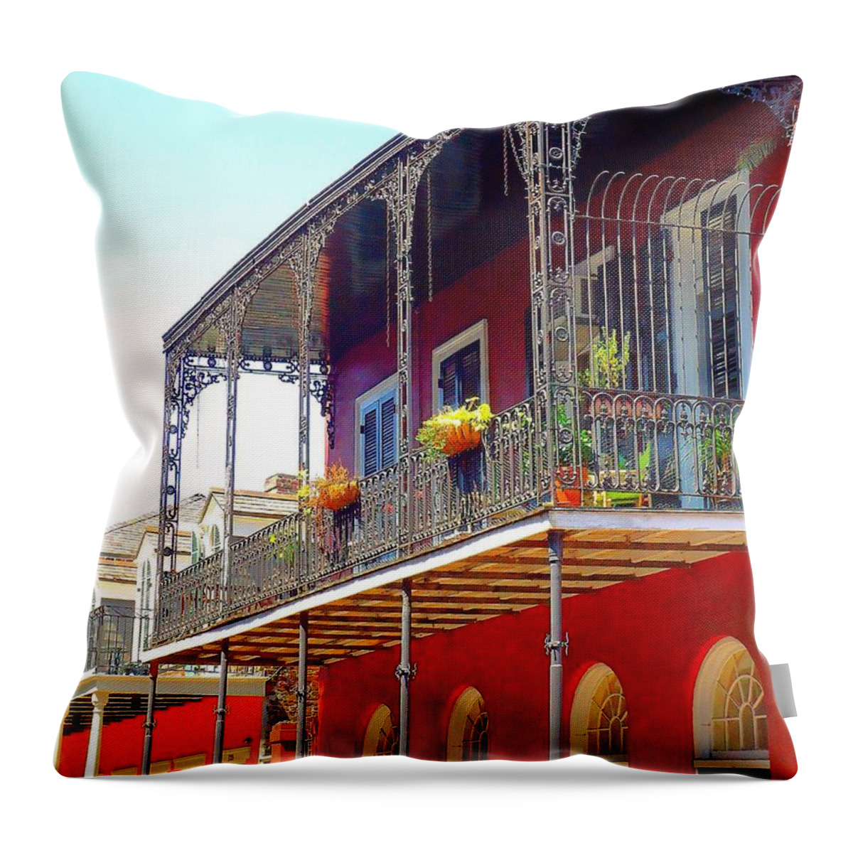 New Orleans Throw Pillow featuring the photograph New Orleans French Quarter Architecture 2 by Saundra Myles