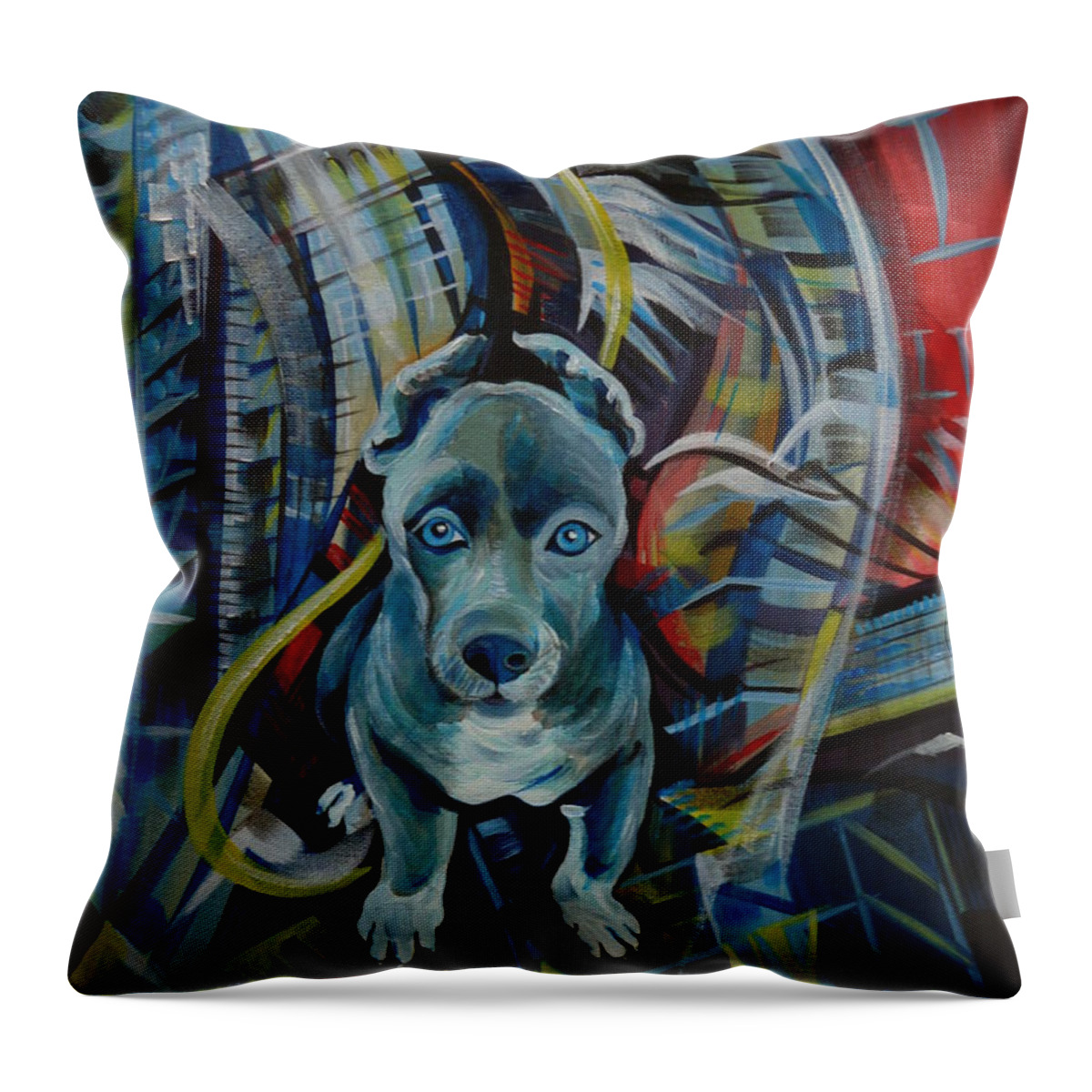 New York Throw Pillow featuring the painting New York by Anna Duyunova